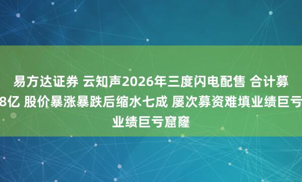易方达证券 云知声2026年三度闪电配售 合计募资8.8亿 股价暴涨暴跌后缩水七成 屡次募资难填业绩巨亏窟窿